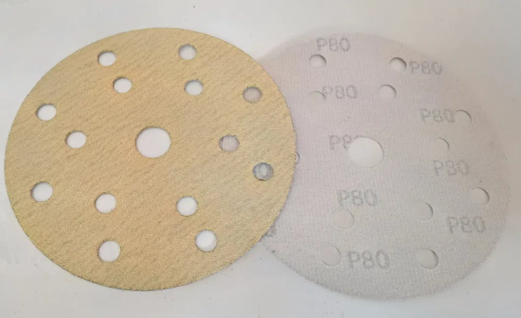 150mm Gold Aluminum Oxide Velcro Sandpaper Disc-Sanding Disc for Automobile